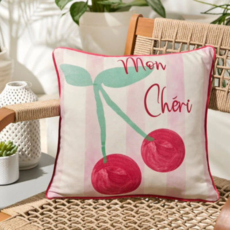 Image of Fusion Cherry Outdoor Filled Cushion 43cm x 43cm Pink