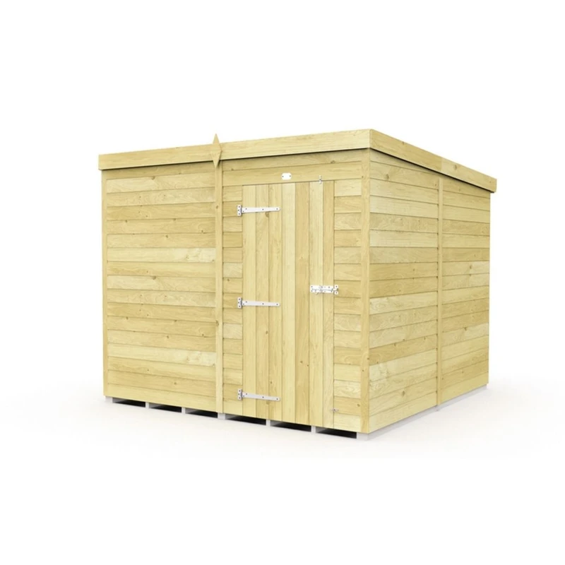 Image of Buttercup Farm 8 x 8 Feet Pent Shed - Single Door W/O Windows - L231 x W243 x H201cm in Brown Brown Unisex