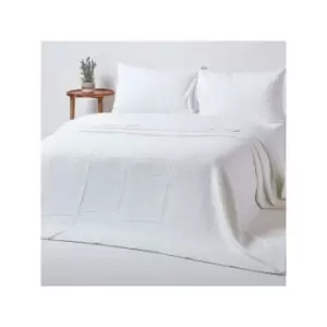 Image of Organic Cotton Waffle Blanket/ Throw White, 280 x 230cm - White - Homescapes