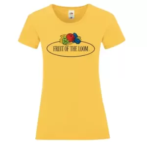 Image of Fruit of the Loom Womens/Ladies Vintage Big Logo T-Shirt (S) (Sunflower Yellow)