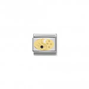 Image of Composable Classic Symbols Steel Enamel Gold Tao Sun Moon Link 030272/51