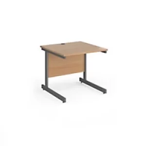 Image of Rectangular Straight Desk with Beech Coloured MFC Top and Graphite Frame Cantilever Legs Contract 25 800 x 800 x 725mm