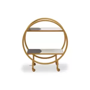 Image of Olivia's Viaan 2 Tier Round Drinks Trolley in Brass