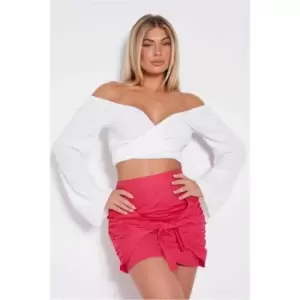 Image of I Saw It First Hot Pink Tie Front Mini Skirt - Pink