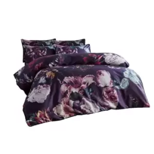 Image of Paoletti Cordelia Floral Duvet Cover Set (Single) (Violet)