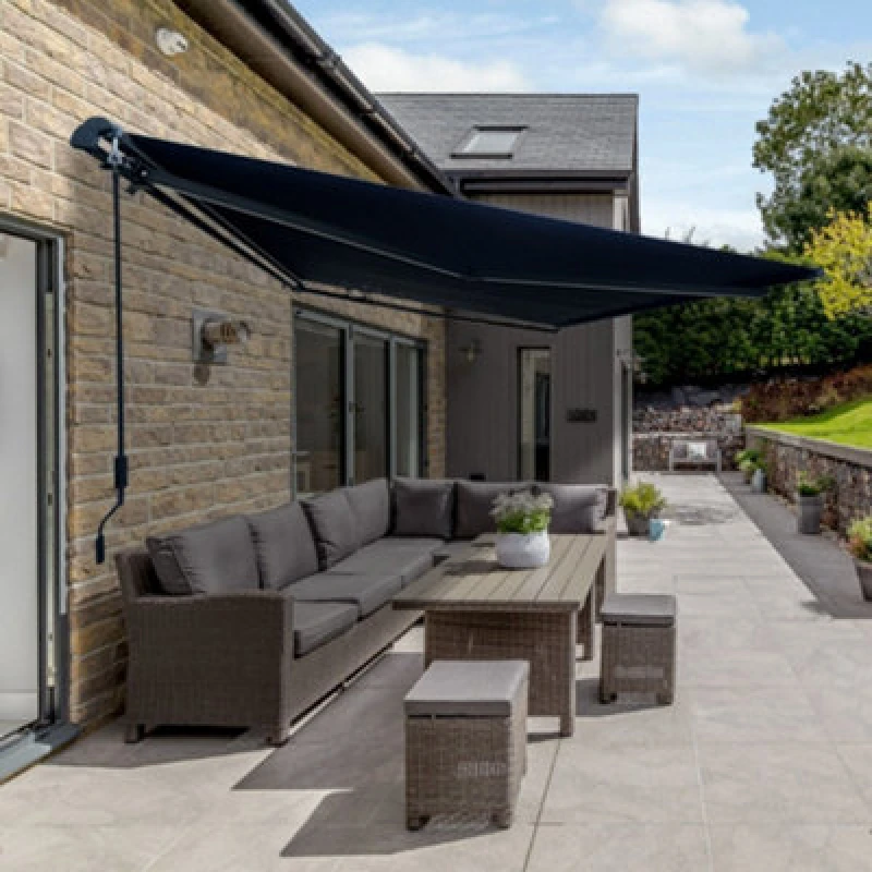 Image of Jack Stonehouse Manual Awning 3M X 2.5M Garden Patio Canopy Sunshade Shelter Retractable With Fittings And Crank Handle - Dark Grey