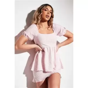 Image of I Saw It First Baby Pink Gingham Puff Sleeve Top - Pink