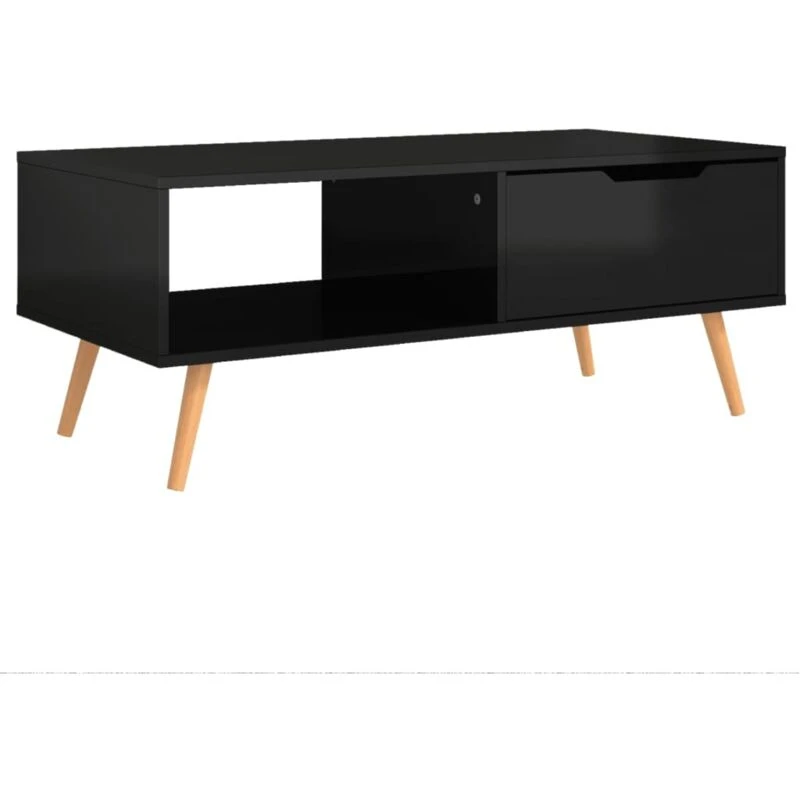 Image of VIDAXL Coffee Table High Gloss Black 100x49.5x43cm Engineered Wood Vidaxl 8720286343913