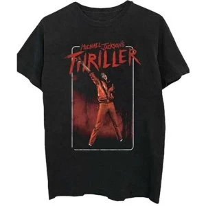 Image of Michael Jackson - Thriller White Red Suit Unisex Medium T-Shirt - Black