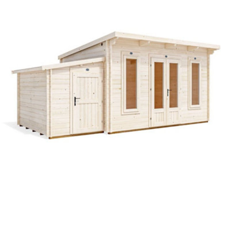 Image of Dunster House Log Cabin Garden Office 5.5 X 3 Metres Summerhouse Terminator Pent With Storage Room