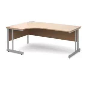 Image of Office Desk Left Hand Corner Desk 1800mm Beech Top With Silver Frame 1200mm Depth Momento