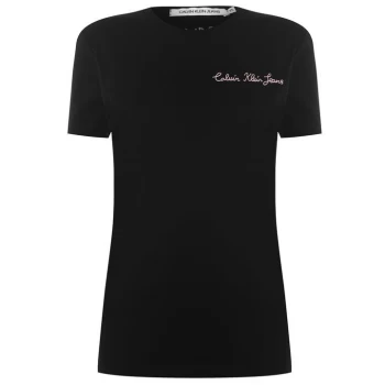 Image of Calvin Klein Jeans Institutional Chain Stitch T Shirt - CK BLACK