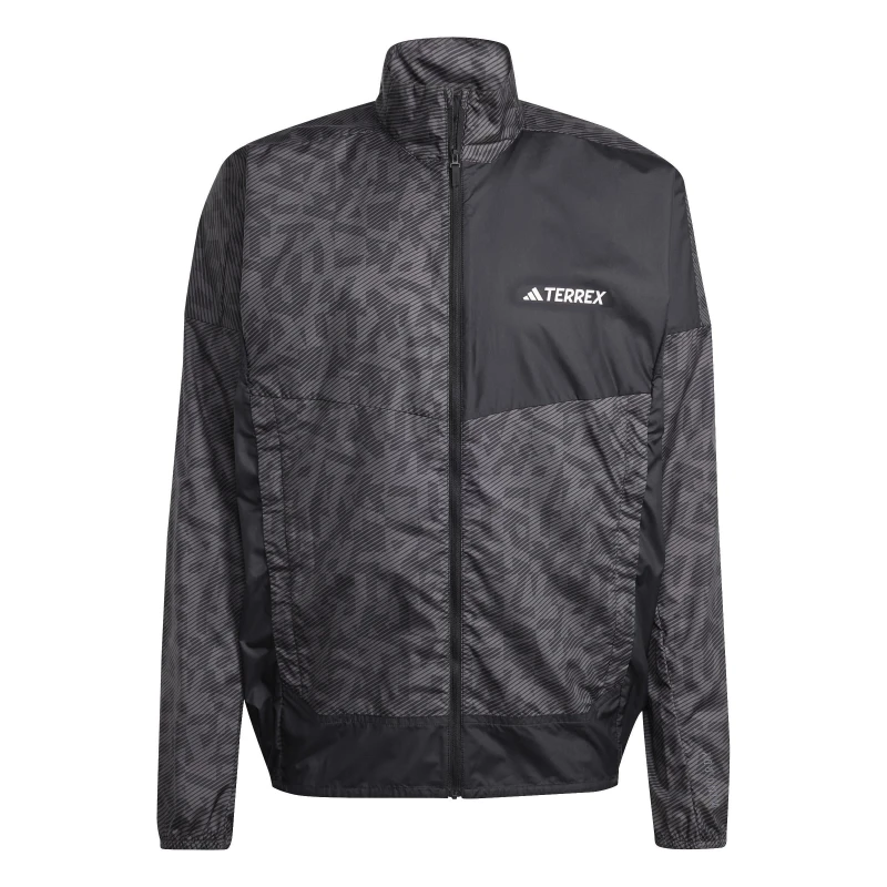 Image of adidas Mens Terrex Trail Water-Resistant Wind Performance Running Jacket Charcoal/Black male XS