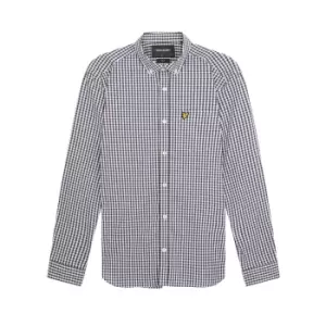 Image of Mens Slim Fit Gingham Shirt - Navy/White - XS