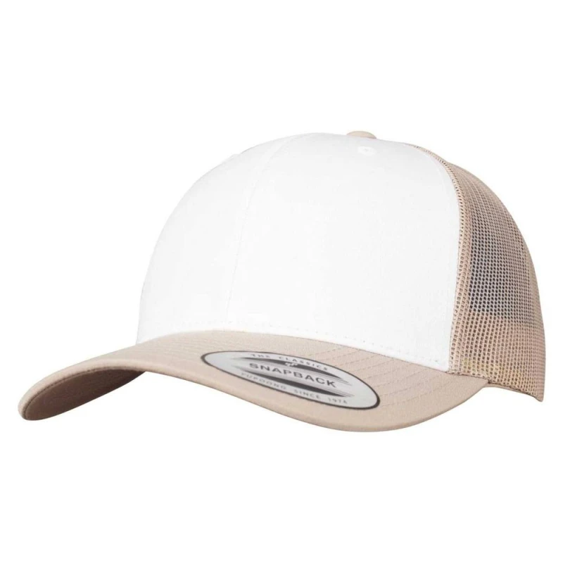 Image of Flexfit Mens Retro Colour Block Trucker Cap in Beige Beige Male One Size