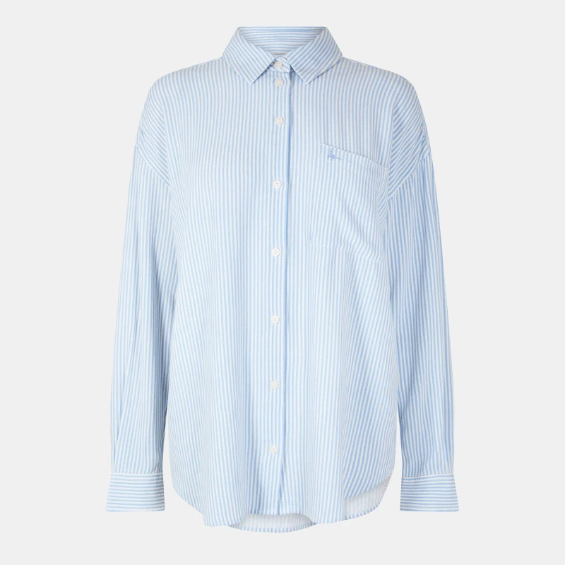 Image of Jack Wills Oversized Linen Shirt Blue Stripe female 6 (2XS)