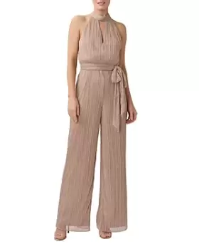 Image of Adrianna Papell Metallic Crinkle Jumpsuit