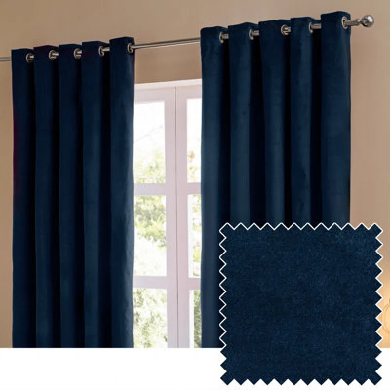 Image of Furn. The Ultimate Velvet Room Darkening Eyelet Curtain Pair Royal (W)117Cmx (D)137Cm
