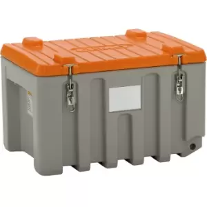 Image of CEMO Universal box made of polyethylene, capacity 150 l, max. load 100 kg, grey / orange