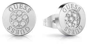 Image of Guess Love Knot Crystal Button Earrings Silver Jewellery