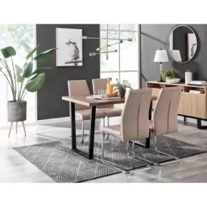 Image of Furniture Box Kylo Brown Wood Effect Dining Table and 4 Cappuccino Lorenzo Chairs