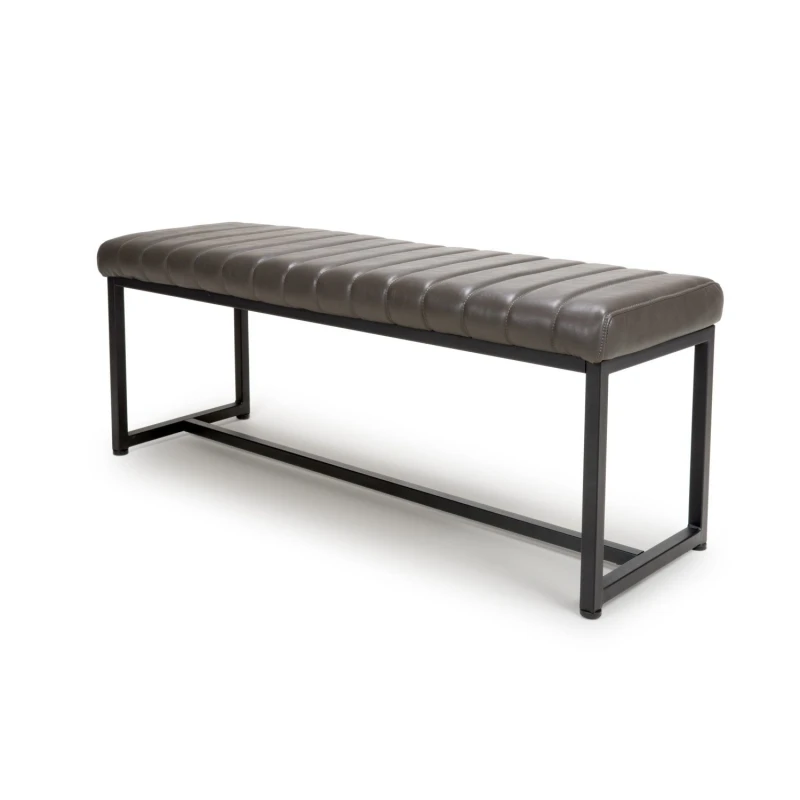 Image of Shankar Archer Leather Effect Grey Bench Grey