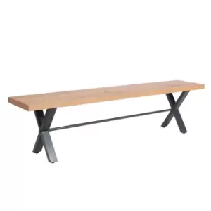 Image of Kettle Interiors Wooden 1.3m Dining Bench With Metal Cross Legs
