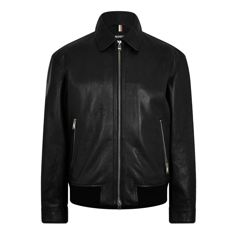 Image of Boss Mens CMerwyn Leather Jacket Black male 38 (48)