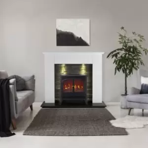 Image of Focal Point Lashenden Slate White Fire Surround Set With Lights Included