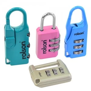 Image of Rolson 4 Piece Combination Padlock Set
