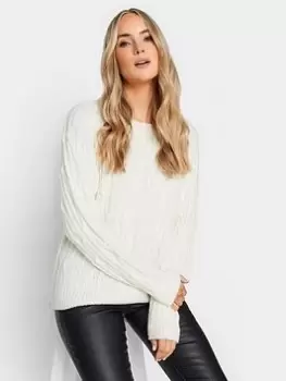 Image of Long Tall Sally Ivory Cable Knit Jumper, Cream, Size 22-24, Women