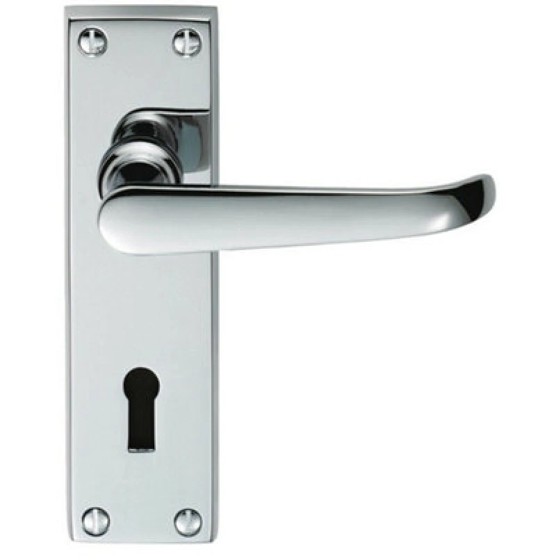 Image of Loops PAIR Straight Victorian Handle on Lock Backplate 150 x 42mm Polished Chrome Multi