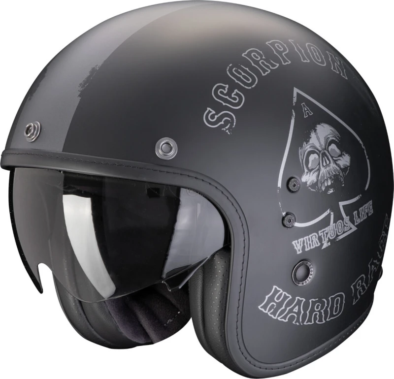 Image of Scorpion Belfast Evo Spade Matt Black Silver Jet Helmet Size 2XL