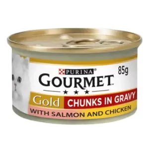 Image of Gourmet Gold Chunks in Gravy Salmon and Chicken Cat Food 85g