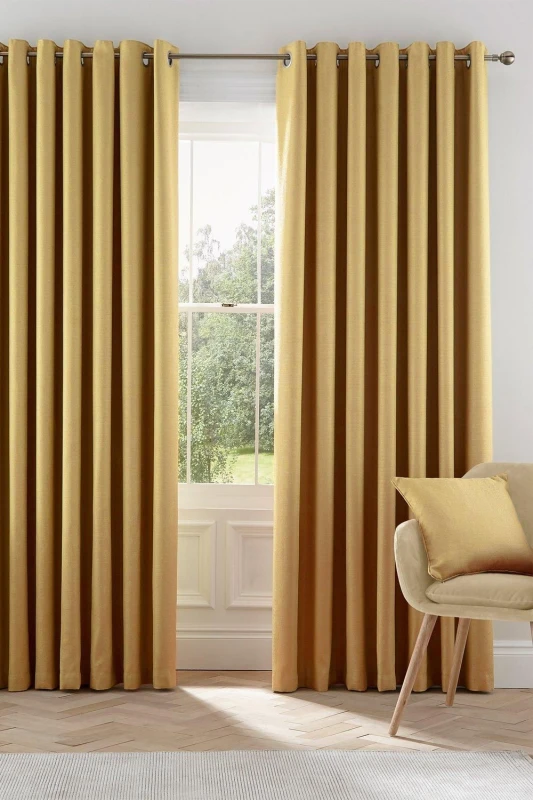 Image of Helena Springfield Helena Springfield 'Eden' Woven Lined Curtains in Mustard Size: 228cm width x 183cm drop Mustard 228cm width x 183cm drop Unisex