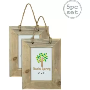 Image of Nicola Spring - Rustic Hearts Hanging Photo Frames - 6 x 4' - Natural - Pack of 5
