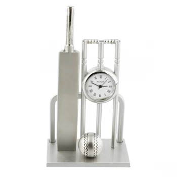 Image of WILLIAM WIDDOP Miniature Clock Cricket Set Brushed Silver