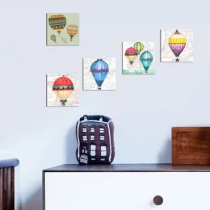 Image of MTB004 White Blue Red Yellow Purple Decorative MDF Painting (5 Pieces)