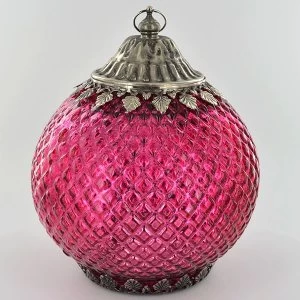 Image of LED Lantern Pink Pattern H18cm