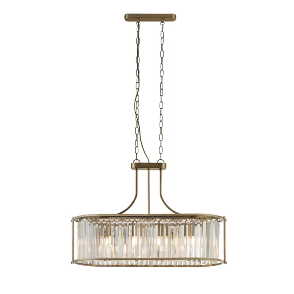 Image of Searchlight Victoria 5 Light Bar Ceiling Pendant Light - Antique Brass