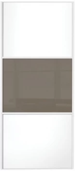 Image of Wickes Sliding Wardrobe Door Wideline White Panel and Cappuccino Glass - 2220 x 762mm