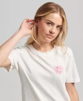 Image of Superdry Womens Peace & Love T-Shirt Cream / Oatmeal - Size: 14