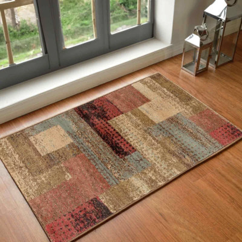 Image of Livabliss Scandi Modern Dark Red Shama Area Rug 60 X 100 Cm - Easy Care, Non Shedding, Ideal For Living Room & Bedroom