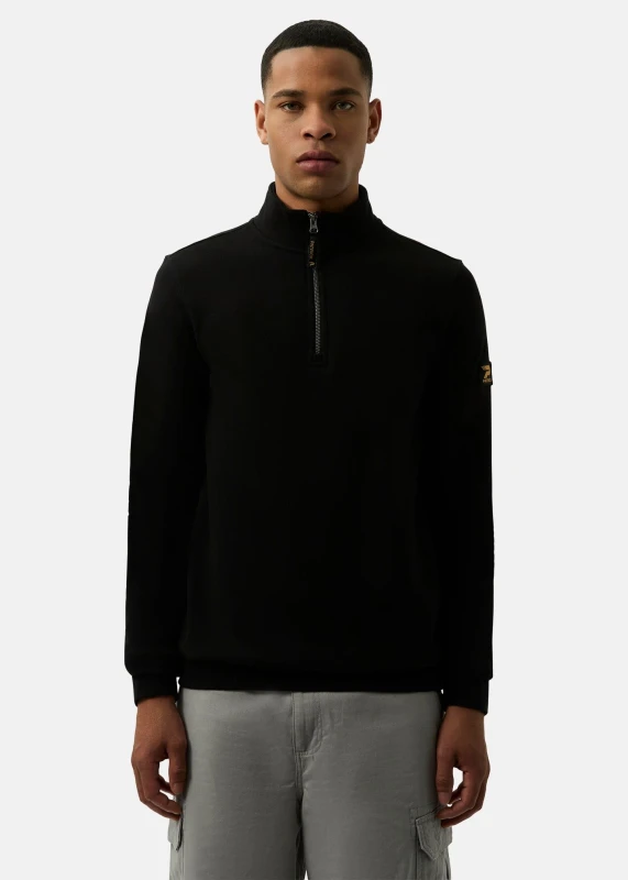 Image of Patrick Mens Harlem 1/4 Zip top in Black Size: Medium Black Male M