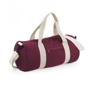 Image of Bagbase Plain Varsity Barrel / Duffle Bag (20 Litres) (One Size) (Burgundy/Off White)
