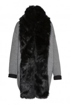 Image of French Connection Double Sided Vhari Faux Fur Coatigan Grey