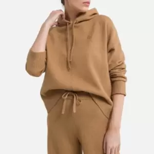 Image of Fine Gauge Knitted Hoodie in Cotton Mix