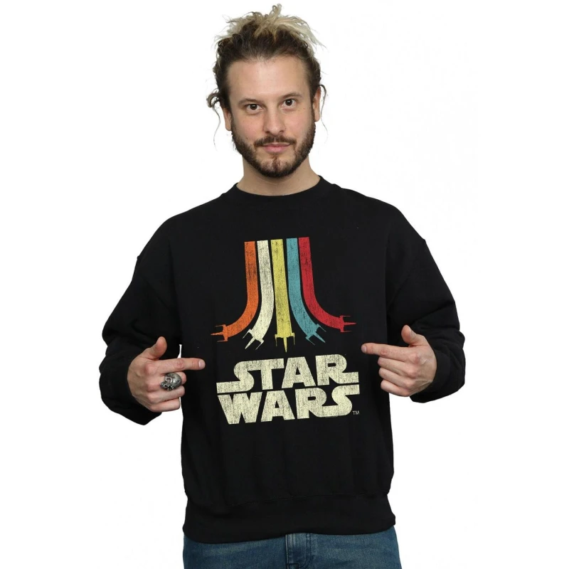 Image of Star Wars Star Wars Men Rainbow Sweatshirt in Black Size: Small Black S Male 5057864420234