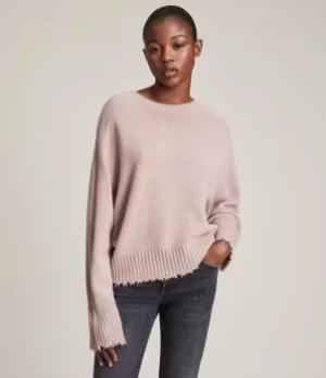 Image of AllSaints Womens Kiera Cashmere Crew Jumper, Pashmina Pink, Size: M