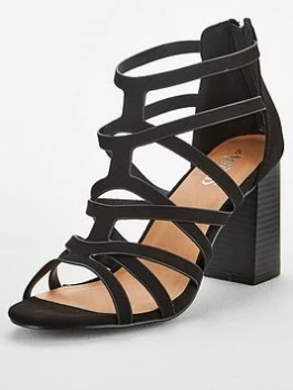 Image of Wallis Cage Upper Block Heel Sandals - Black, Size 6, Women